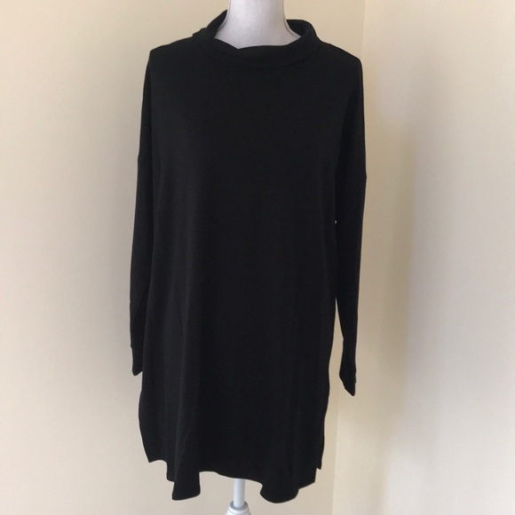 NWT! EILEEN Fisher Size L black turtle neck tunic top - Picture 1 of 8